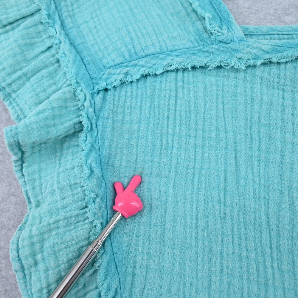 100% Cotton NWT C&C California Turquoise Gauze Boho Ruffle Peplum Blouse SZ M - Picture 6 of 11